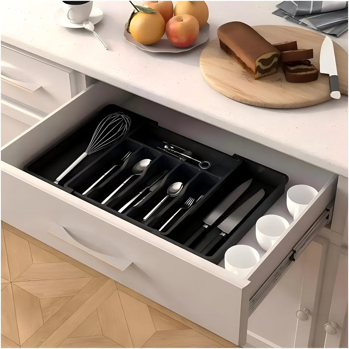 CutleryFlex™ – Organizador Ajustável Premium para Talheres