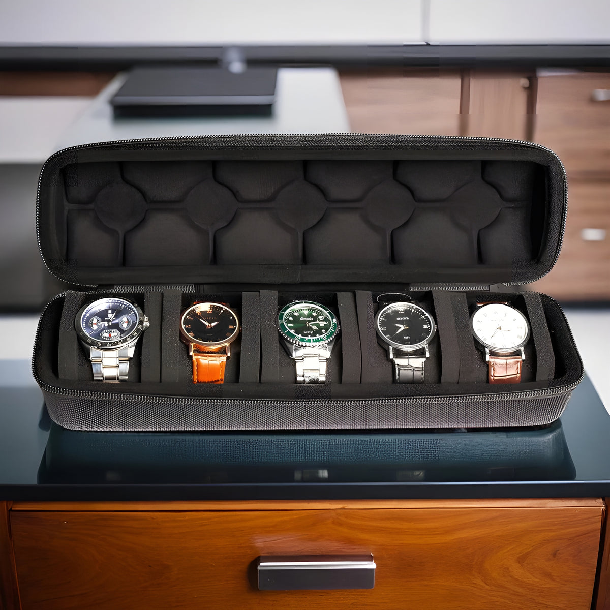 WatchVault™ – Estojo Premium para Relógios de Viagem