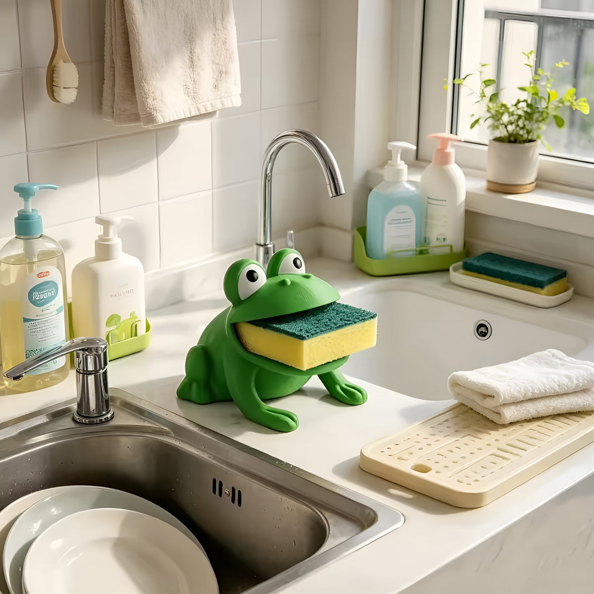 FrogDock™ – Organizador Drenante Premium para Esponjas