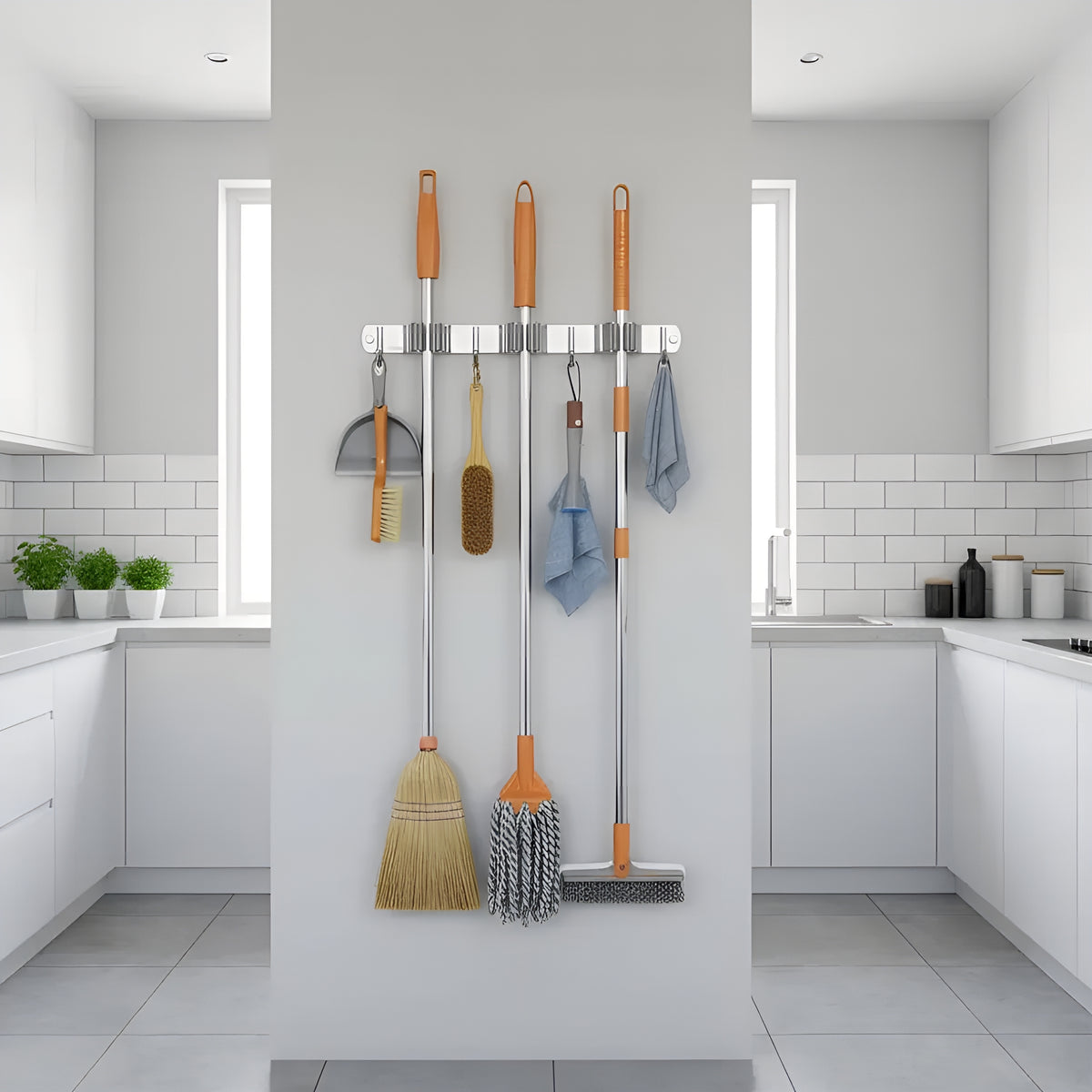 MopDock™ – Suporte Premium de Parede para Vassouras e Rodos