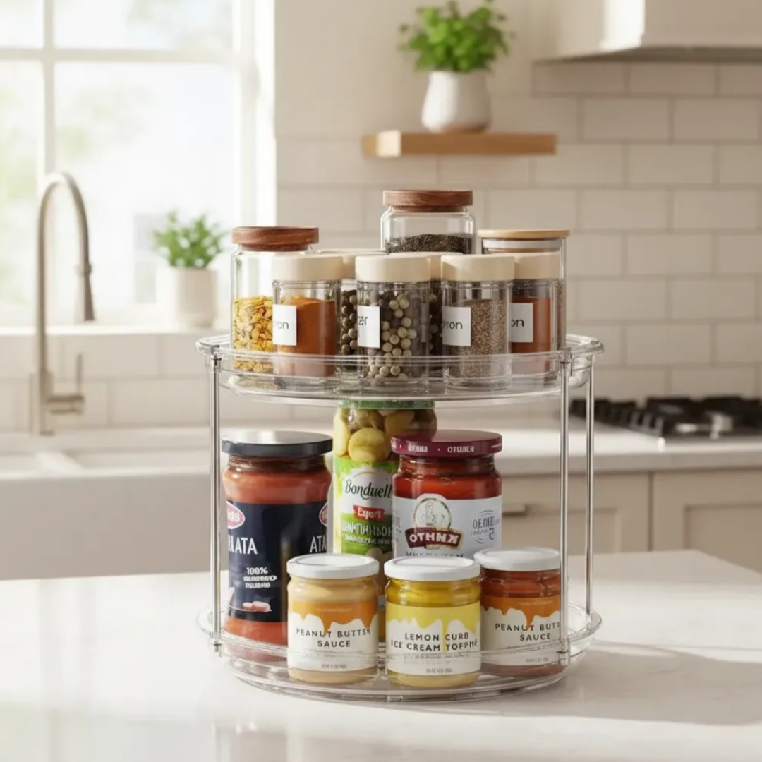 SpinShelf™ – Organizador Giratório Premium 360° com 2 Andares