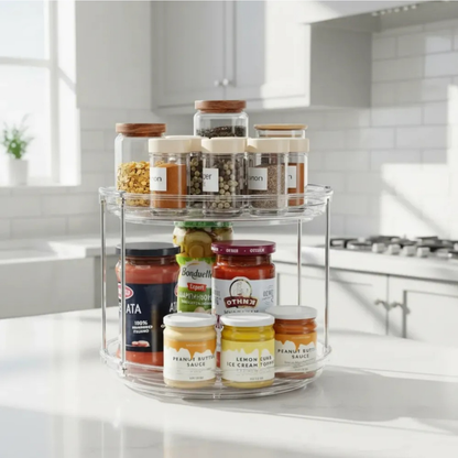 SpinShelf™ – Organizador Giratório Premium 360° com 2 Andares