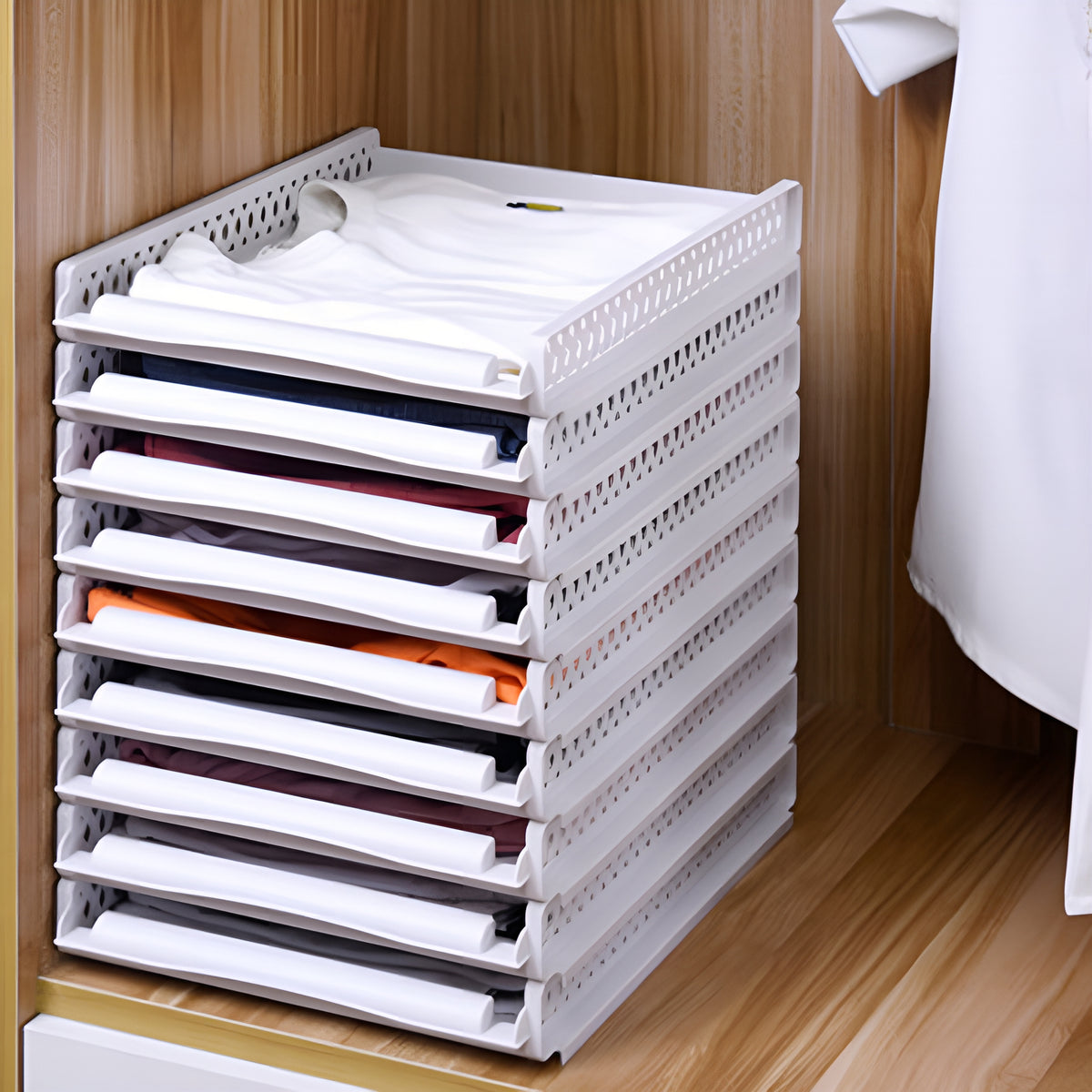 FoldStack™ – Organizador Premium Empilhável para Roupas
