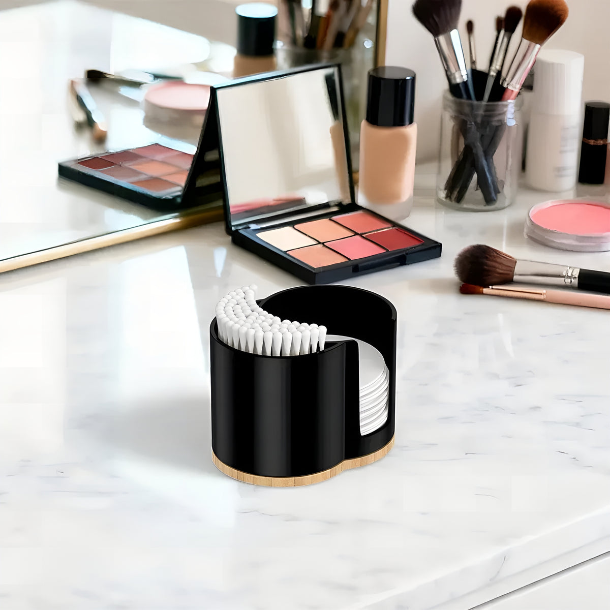 CottonJar™ Duo – Organizador Premium de Algodão e Cotonetes
