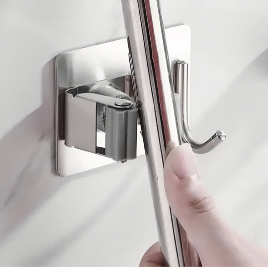 MopDock™ Stainless – Suporte Premium em Aço Inox para Vassouras e Rodos