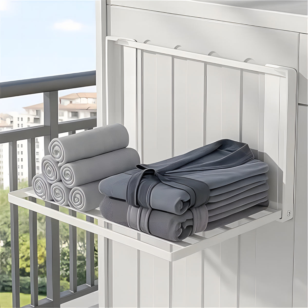 LaundryShelf™ – Prateleira Dobrável Magnética para Lavanderia