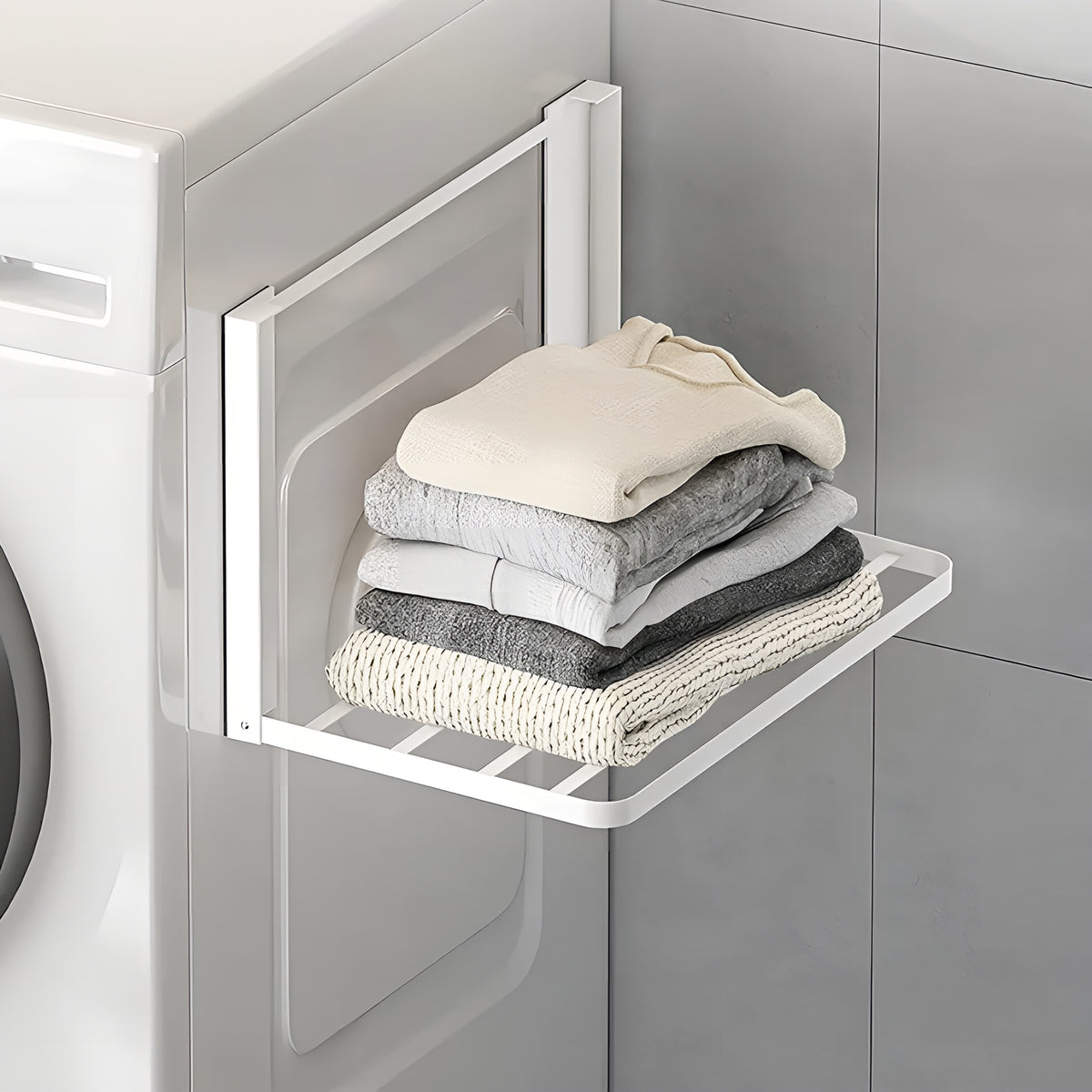 LaundryShelf™ – Prateleira Dobrável Magnética para Lavanderia