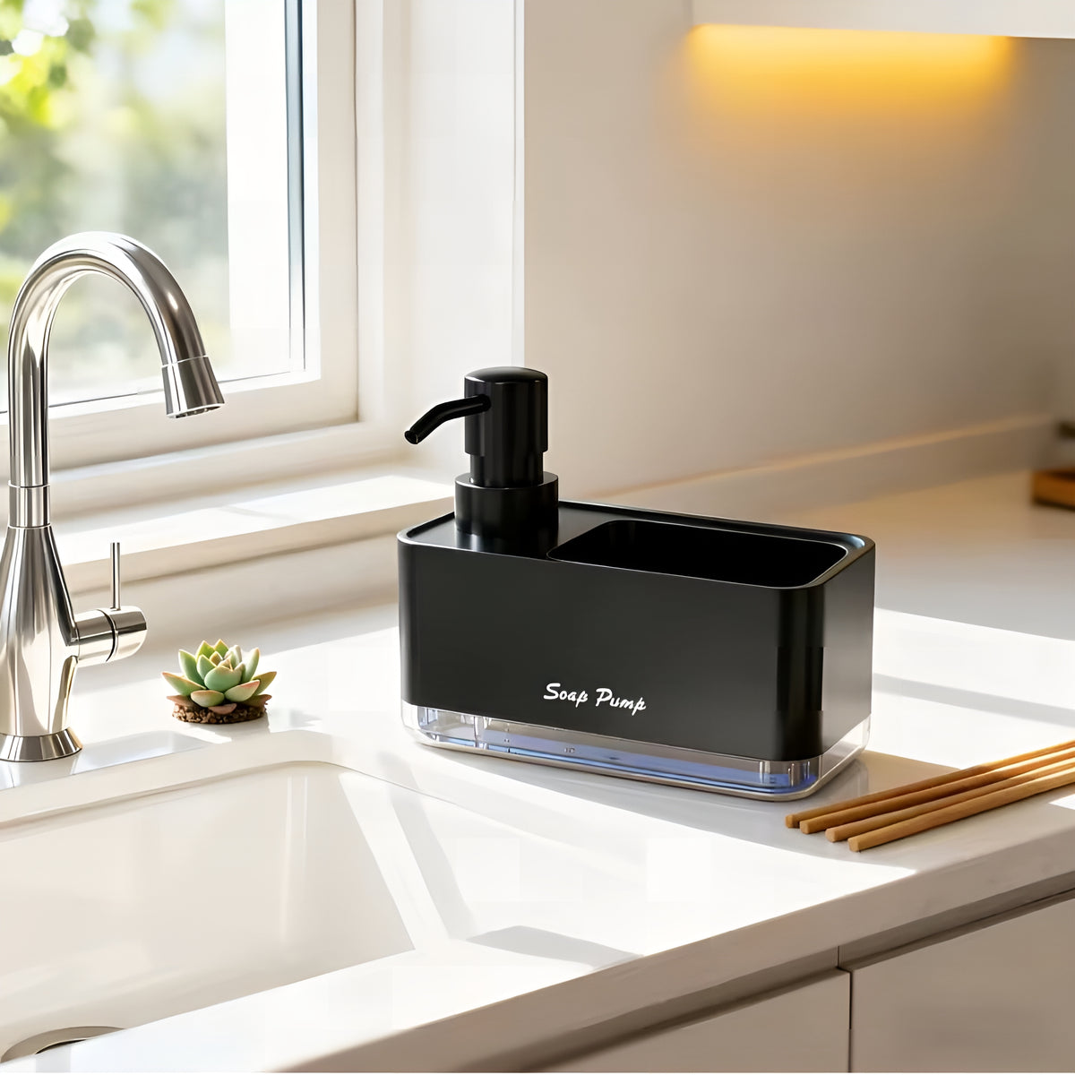 SoapDock™ – Dispenser Premium de Detergente com Porta Esponja